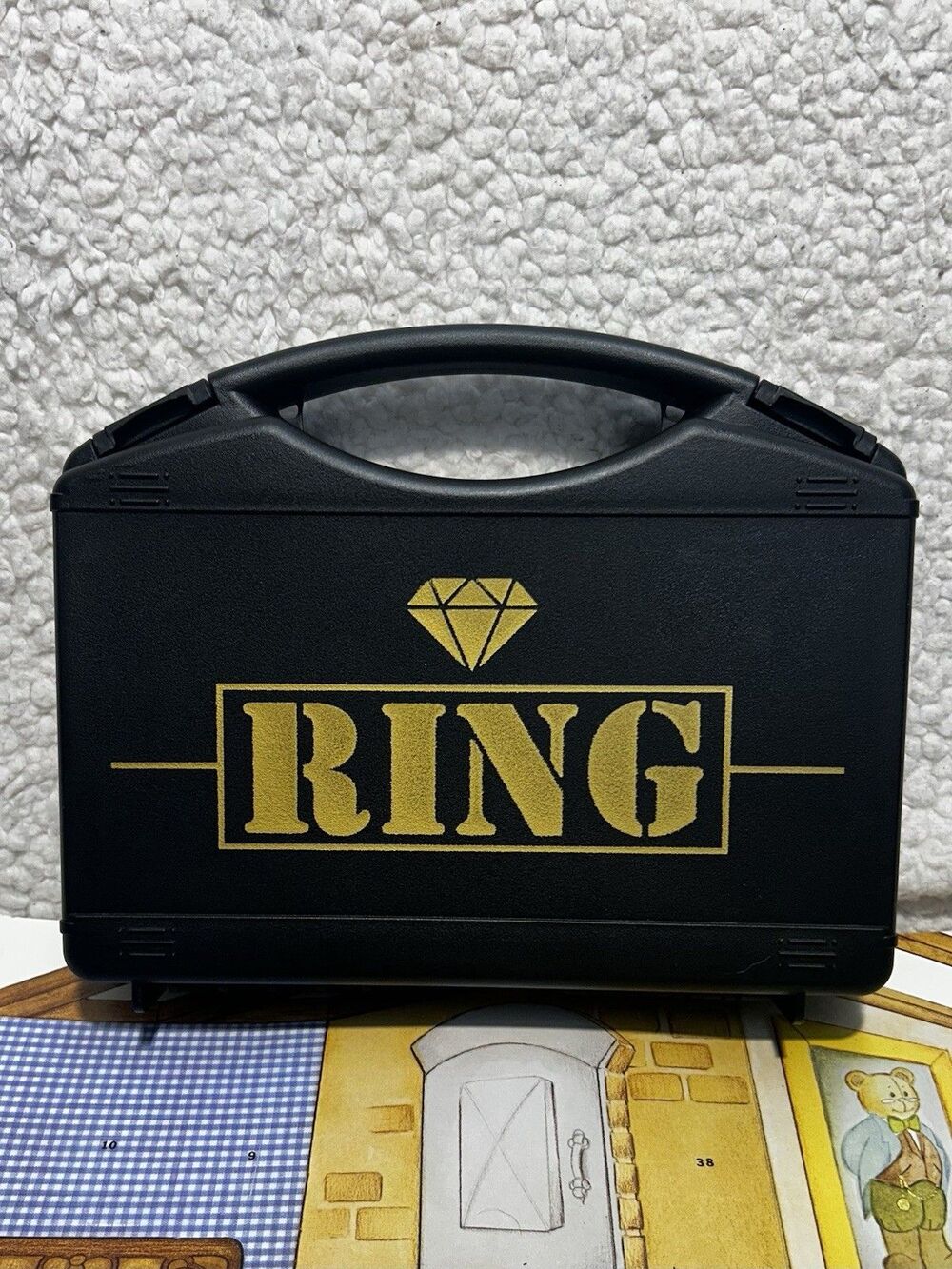 Ring Security Wedding Ring Bearer Briefcase Box Black Gold With Foam Inserts